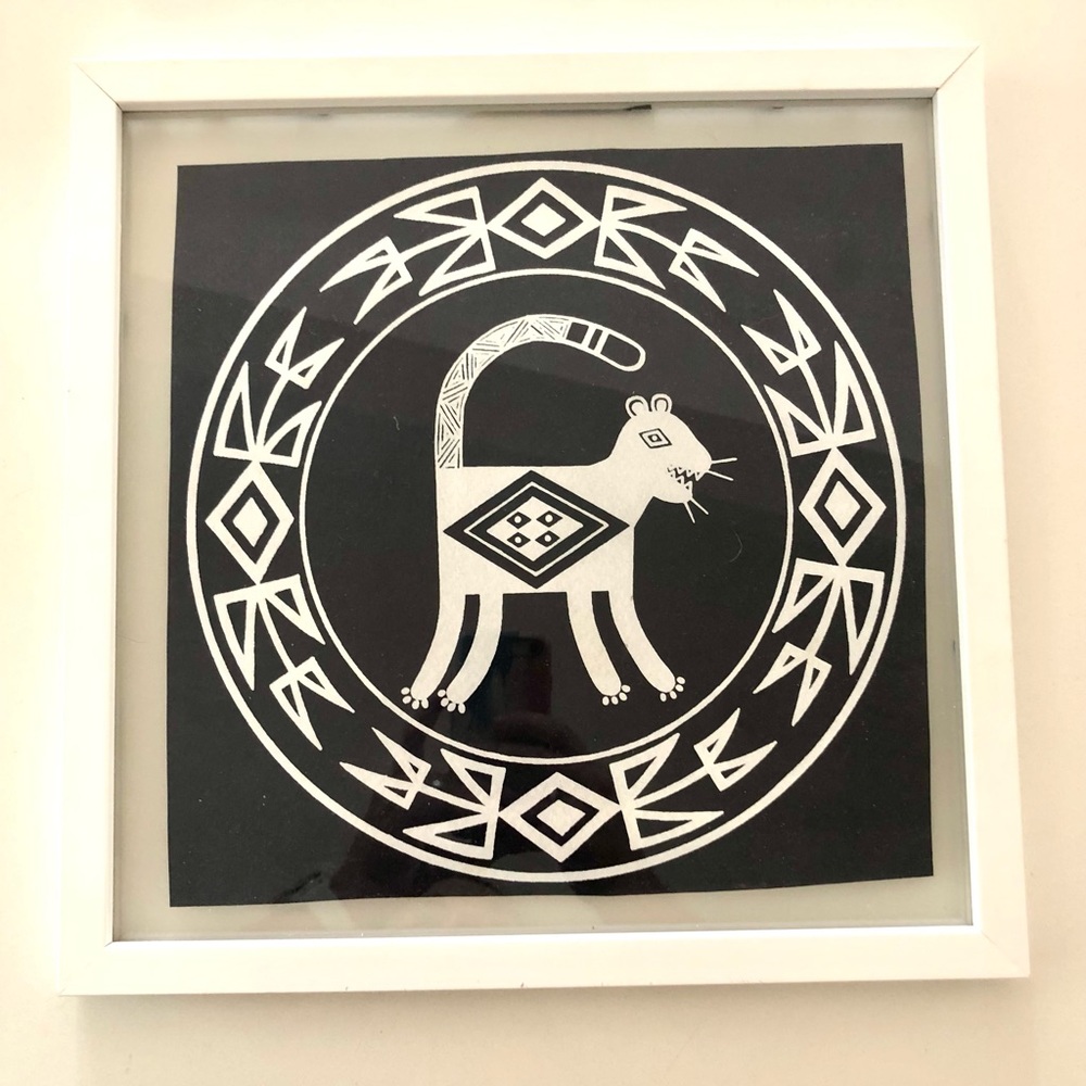 Indigenous Style Panther Print in Frame